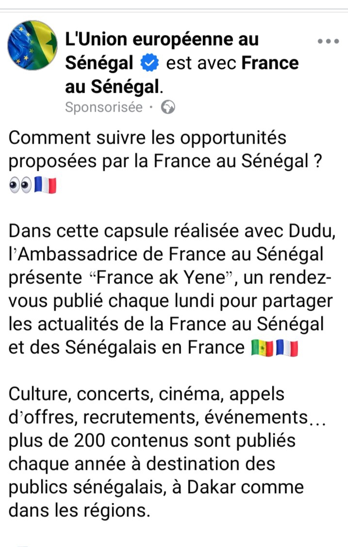 CONTINUEZ VOS RENCONTRES SANS IMPACT ET REGARDEZ LA FRANCE ASSURER SA DOMINATION CULTURELLE DANS L'ESPACE SÉNÉGALAIS. TOUTE DOMINATION D'UN PEUPLE PASSE PAR LA CULTURE SI ON LA VEUT DURABLE.. EN MÊME TEMPS, CE DOMAINE EST LA VOIE ROYALE A TOUTE NATION DOMINEE POUR RECOUVRER SA SOUVERAINETÉ. ‎AU SÉNÉGAL LA FRANCE, L' ALLEMAGNE ET L'ANGLETERRE OCCUPENT OUTRAGEUSEMENT L'ESPACE LITTÉRAIRE PAR LE MOYEN DE FINANCEMENTS DIRECTS OU INDIRECTS, APPARENTS OU DISSIMULÉS. LES PRODUCTEURS DE LIVRES SÉNÉGALAIS QUI ONT LA VOLONTÉ DE SE BATTRE DANS LE CADRE DE LA QUÊTE DE NOTRE SOUVERAINETÉ EDITORIALE SONT NÉGLIGÉS ET ABANDONNÉS A EUX-MÊMES. LE CHAMP EST LIBRE POUR LES PUISSANTS OCCIDENTAUX. RÉSULTAT DES COURSES, UN CHAT LIVRE DANS UN POULAILLER LIBRE. ON NOUS DÉVORE SANS PITIÉ SOUS LE REGARD COMPLICE DE NOTRE MINISTRE, QUI, POURTANT A LE DEVOIR DE RENDRE OPERATIONNEL LE FONDS D'AIDE A L'ÉDITION PRÉVU DANS LE BUDGET DE NOTRE DÉPARTEMENT MINISTÉRIEL VOTÉ PAR L'ASSEMBLÉE NATIONALE SÉNÉGALAISE. ‎CONTINUEZ A NOUS NARGUER AVEC VOS RENCONTRES ET VOS CONCILIABULES INSENSÉS. L'ŒIL VOUS REGARDE. ‎Mbegaan Koddu LE FILID BAISSE LE RIDEAU DEMAIN IN SHA ALLAH. JE VOUS EN DIRAI UN MOT IN SHA ALLAH, COMME POUR CHAQUE EDITION.